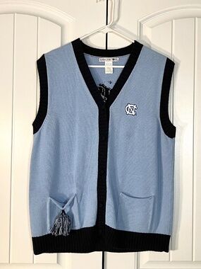 UNC Tar Heels Sweater Vest Carolina Blue Button Front Knit Vest Women’s